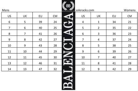 balenciaga track size chart